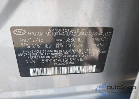 2016 Hyundai Elantra Se из США, поврежденный, VIN 5NPDH4AE1GH679530